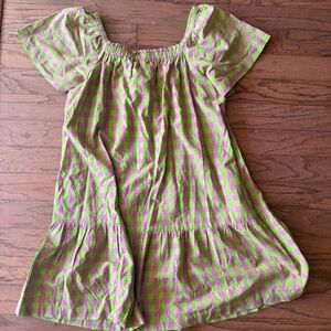 Uncle frank Bright Pink & Lime Checked out Dress sz M